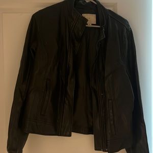 black leather jacket